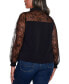 ფოტო #2 პროდუქტის Black Label Plus Size Lace Inset Knit Blouse