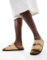 Фото #2 товара Stradivarius flatform double buckle sandal in beige