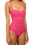 Фото #2 товара Tommy Bahama Pink Pearl Solids Shirred Twist Front Bandeau One-Piece pink sz 4