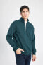 Comfort Fit Dik Yaka Kalın Kumaş Sweatshirt X7405az24sp