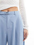 Stradivarius belted wide leg trouser in blue