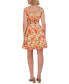 Фото #2 товара Women's Floral Pleated-Sleeve Square-Neck Dress
