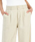 ფოტო #4 პროდუქტის Juniors' High-Rise Linen Wide-Leg Pleat-Front Trouser Pants