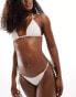 Фото #1 товара Daisy Street tie side cheeky bikini bottoms co-ord in silver sparkle