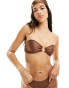 South Beach ring detail bandeau bikini in brown