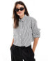 Фото #1 товара Pieces cropped boxy shirt with pocket detail in charcoal stripe