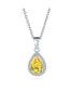 ფოტო #1 პროდუქტის Cubic Zirconia Traditional Classic Large CZ Teardrop Solitaire Pendant Necklace For Women .925 Sterling Silver