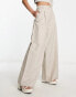 Фото #2 товара ASOS DESIGN high waisted wide leg trouser in stone