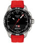 ფოტო #1 პროდუქტის Men's Swiss T-Touch Connect Solar Red Rubber Strap Smart Watch 48mm