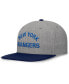 Men's Heather Gray New York Rangers Elements Flat Brim Leather Strapback Hat Heather Gray, Navy - фото #3