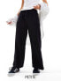 Фото #1 товара Vila Petite linen touch tie waist wide leg trousers in black