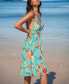ფოტო #2 პროდუქტის Women's Tropical Floral Plunging Halterneck Midi Beach Dress