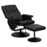 Фото #4 товара Massaging Black Leather Recliner And Ottoman With Leather Wrapped Base