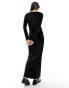 Фото #6 товара Miss Selfridge square neck velvet maxi dress in black