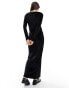 Miss Selfridge square neck velvet maxi dress in black