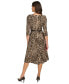 Women's Leopard-Print Boat-Neck Midi Dress