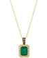 ფოტო #1 პროდუქტის Costa Smeralda Emeralds (1-1/5 ct. t.w.) & Diamond (1/4 ct. t.w.) Halo 18" Pendant Necklace in 14k Gold
