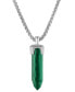 ფოტო #1 პროდუქტის Men's Icon Malachite Pendant Necklace in Sterling Silver, 24" + 2" extender