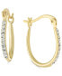 Crystal Oval Hoop Earrings in Sterling Silver or 14k Gold-Plated Sterling Silver. Available in Clear, Gray or Blue