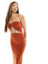 Фото #7 товара ASOS DESIGN Tall drape twist front bandeau maxi dress with invisible mesh in rust