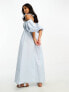 Фото #3 товара ASOS DESIGN Petite off shoulder cotton midi dress with ruched bust detail in cornflower blue