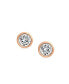 Фото #2 товара Simple Classic Bezel Set Cubic Zirconia CZ Round Solitaire Stud Earrings For Women Rose Gold Plated Sterling Silver 5MM