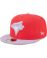 ფოტო #1 პროდუქტის Men's Red and Lavender Toronto Blue Jays Spring Color Two-Tone 59FIFTY Fitted Hat
