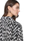 Women's Geo-Print Faux-Wrap Top Black & Soft White, L - фото #3