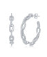 ფოტო #1 პროდუქტის Sterling Silver or Gold Plated Over Sterling Silver 32mm Paperclip CZ Open Hoop Earrings