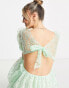 Фото #2 товара Miss Selfridge lace cut out frill detail mini dress in mint green