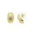 Indented Puffy Oval Stud Earring - 14K Gold-Plated