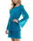 Juniors' Pleated Bell-Sleeve Dress