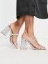 Simmi London Peruvian embellished strappy mules in silver