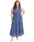 Фото #1 товара Plus Size Floral-Print Ruffle-Collar Maxi Dress