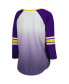 ფოტო #2 პროდუქტის Women's White, Purple LSU Tigers Lead Off Ombre Raglan 3/4-Sleeve V-Neck T-shirt