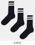 Фото #1 товара Jack & Jones 3 pack striped tennis socks in black