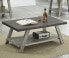 Two-Tone Wood Shelf Coffee Table in Weathered Walnut and Gray