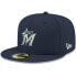 ფოტო #2 პროდუქტის Men's Navy Miami Marlins Logo White 59FIFTY Fitted Hat