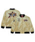 Men's Gold Distressed Philadelphia 76ers Team OG 2.0 Vintage-Like Logo Satin Full-Zip Jacket