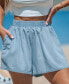 ფოტო #2 პროდუქტის Women's Denim High-Rise Ruffled Shorts