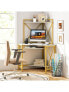 Space-Saving Corner Computer Desk with with Hutch and Keyboard Tray White and Golden - фото #9