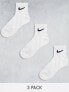 Nike Training 3 pack unisex ankle socks in white