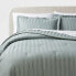 Фото #1 товара 3pc Full/Queen Luxe Striped Damask Comforter and Sham Set Light Teal Green -