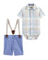 Фото #1 товара Baby 2-Piece Button-Front Bodysuit & Suspender Shorts Set 6M
