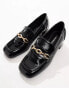 Glamorous heeled loafers in black patent