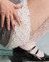 Фото #6 товара Miss Selfridge tailored ruffle hem corset mini dress in grey