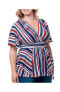 Фото #4 товара Women's Plus Size Boulevard Short Sleeve Stripe Top