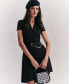 ფოტო #5 პროდუქტის Women's Belted Georgette Short-Sleeve Dress