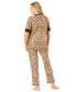 ფოტო #2 პროდუქტის Plus Size Printed Henley PJ Set