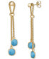 ფოტო #5 პროდუქტის Lapis Lazuli Double Chain Drop Earrings in 14k Gold-Plated Sterling Silver (Also in Onyx & Turquoise)
